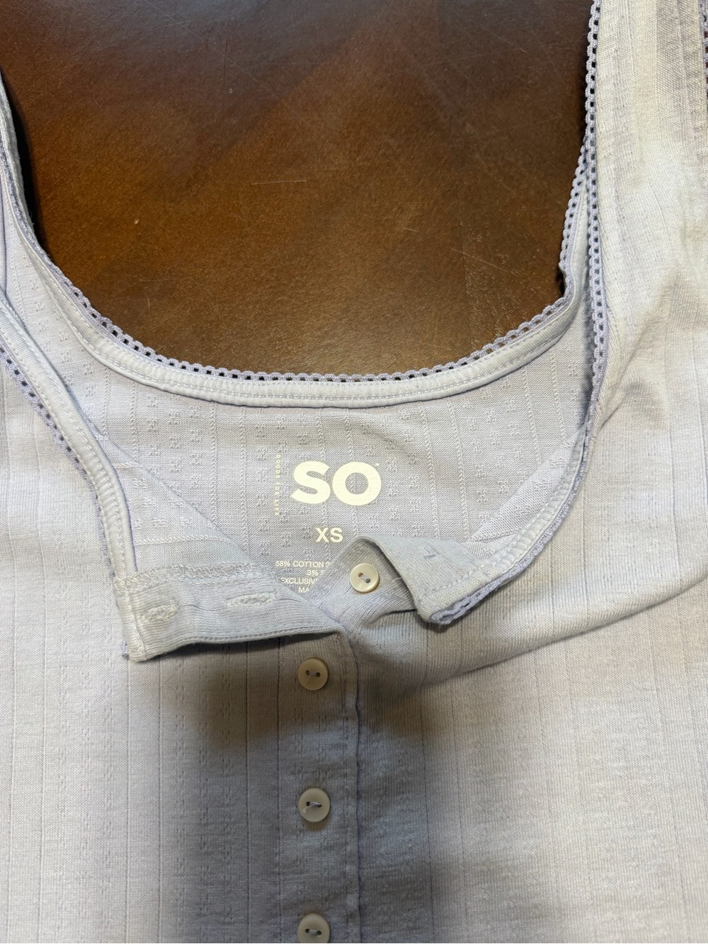 SO Light Lavender Ribbed Button-Front Tank - Picture 2 of 2